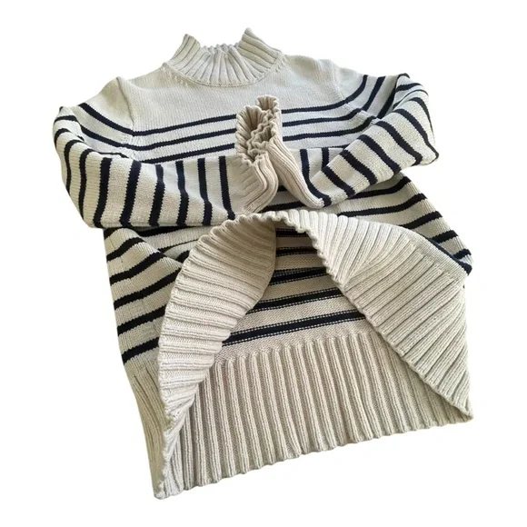 J. Crew Striped Women's Sweater in Ivory and Black, Size Small - Picture 6 of 9
